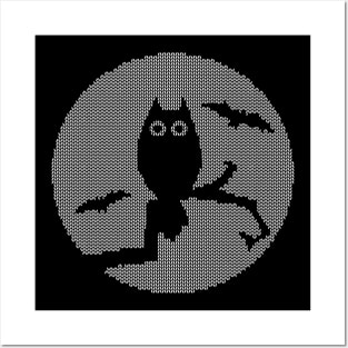 Ugly Halloween Sweater Owl and Moon Design Posters and Art